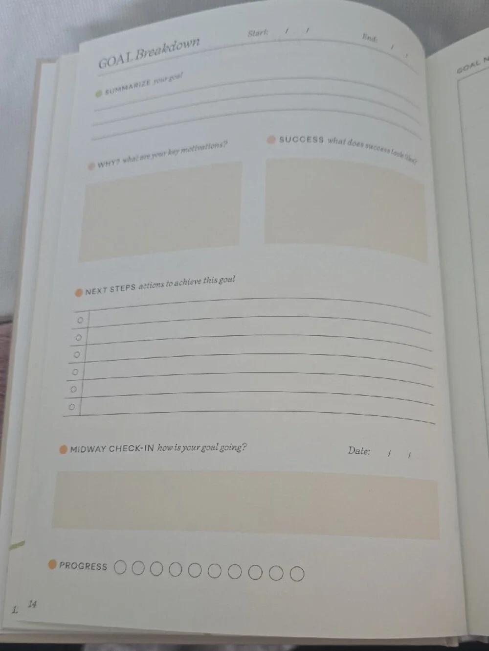 'Start Fresh Every Day' Cream Planner with Blue Text